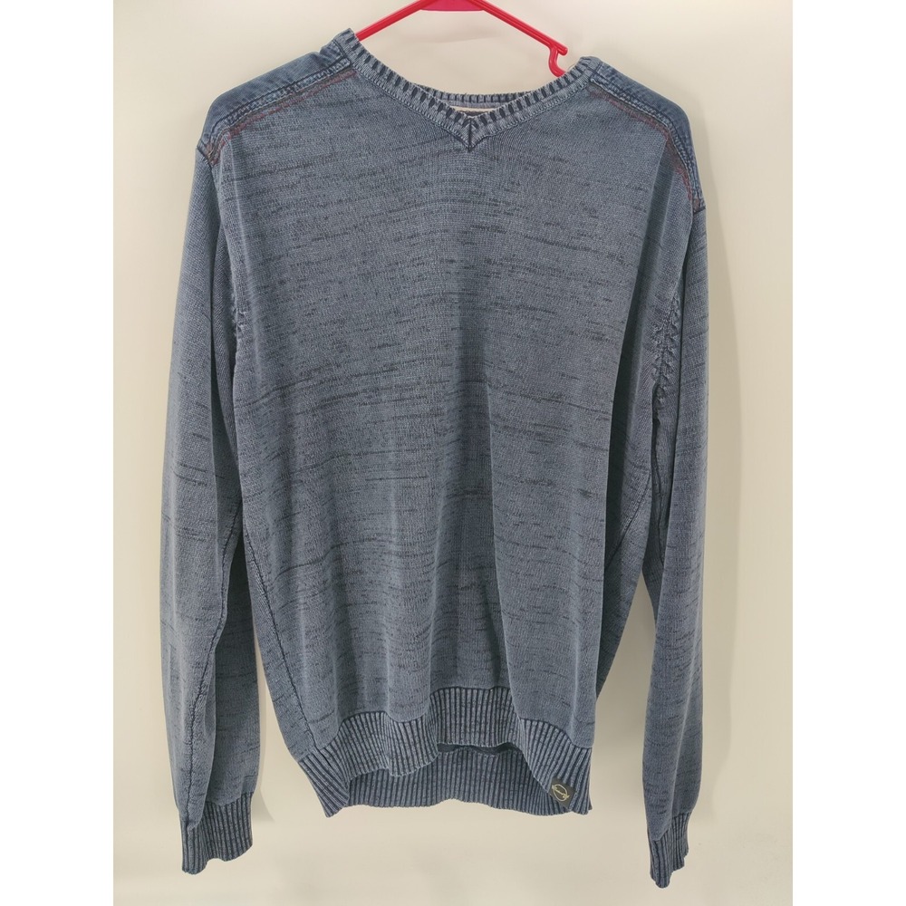 Weatherproof Vintage Mens Blue Space Dye V-Neck Pullover Sweater Size Large